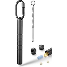 대형 주간 알약 정리함 티수르 티타늄 열쇠고리 홀더 여행 상자 케이스 남성용 멀티툴 EDC 데일리 캐리블랙 알루미늄, Black Aluminium