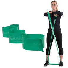 THERABAND CLX 루프가 있는 저항 밴드 1.5m(5피트) 레드 미디엄 비라텍스 운동 이동성 및 재활 스트레칭 홈 운동을 위한 탄성 쉬운 레벨을 색상 코드, Level 3 / Heavy - Green