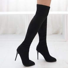 발편한 스웨이드 싸이하이 슬림 스판 킬힐 롱부츠