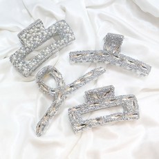 NOID-B 4 件套白色 Bling Bling 立方石圓形髮夾