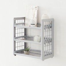 마켓비 BASCOM 다용도선반 3단 벽장식장 다용도실랙, 다크그레이