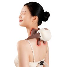목어깨 안마기 무선 목 어깨 마사지기 넥엔숄더 안마기 손가락 모형 설계 3가지 마사지 모드 2단계 온열, 브라운