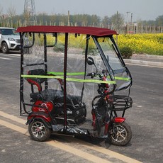 전동차 캐노피 오토바이 방풍 덮개 가림막 햇빛 가리개 차양막, F. 130x70 적갈색-투명 레인 커튼