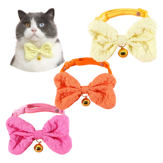 바시유 컬러 방울 리본 애완용 목걸이 악세서리, 트리오믹스(옐로우/핫핑크/오렌지), 3개