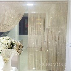 비즈문발 커튼 구슬 인테리어 현관 가림막 파티션 장식 실커튼, 블루 (폭 1m x 높이 2m)