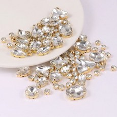 백 재봉 세팅 라인석 프롱 금속 모양 유리 혼합 Choupee 130PCs 클로, crystal, 1개