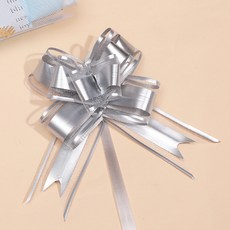 시유타임 1초 완성 리본 원터치 장식 포장 선물 완제품, 10개, 뉴 실버