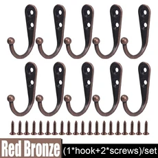 나사가 있는 합금 후크 헤비 듀티 벽걸이 행거 코트 수건 가방 컵 후크 홈 스토리지 랙 홀더 50 세트, 06 Red Bronze, 02 30 Sets