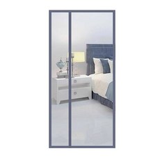 마그네틱 자동 닫힘 방충 실내 도어 모기장 커튼 사용자 정의 크기, W100cm x H 220cm, Grey - Left Open