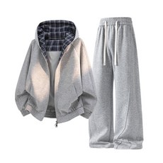 韓版開衫運動衛衣褲子套裝 寬鬆休閒風 (2026新款)