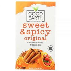 Good Earth Sweet Spicy 허브 홍차 티백 18개 40.5g(1.5온스) (6팩), Good Earth Sweet Spicy 허브 홍차 티