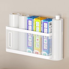 워촹스 냉장고 자석 선반 - 랩 호일 비닐봉지 수납 가능, 화이트, 1개