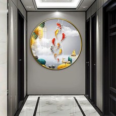 원형비단잉어그림 황금 주는 구어도 돈들어오는 돈 풍수, 단독형, JYT-11, 1개