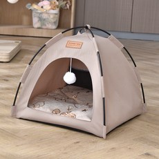 四季通用狗窩狗產房寵物帳篷窩小型犬帳篷貓窩可拆洗寵物冰墊, 半封閉露營帳篷【卡其色】, 1個
