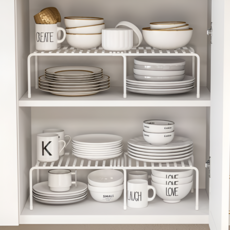 살림소담 길이조절 2단 주방 그릇 접시 정리대 선반, 화이트, 1개