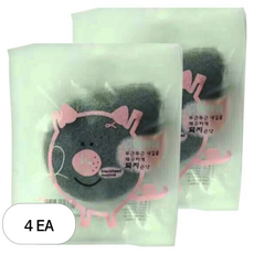 엄마바바 깨끗하게 되지곤약 목욕스펀지, 물방울숯, 4개