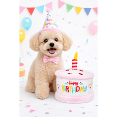 [푸들나무] 멍멍 생일파티 케이크, 1개, 화이트