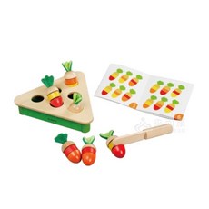 來而康 PlayMe 玩偶的家 拔蘿蔔 對對樂 E0902 療癒顏色 記憶 益智 家家酒 遊戲 玩具, 1個, 木紋