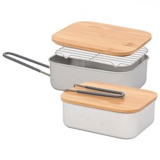 하슬라 캠핑용 모리필드 스텐 도마 반합세트 L, 1개