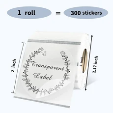 열 투명 원형 라벨 용지 2 인치 방수 스크랩북 스티커 파티 선물 장식 주방 500PCS, Transparent 300pcs