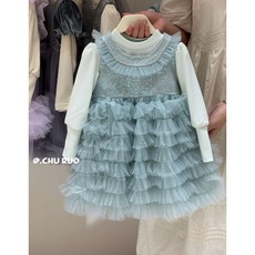 童趣小姐 薄荷綠水晶亮片節慶活動童裝公主裙 蓬蓬裙 禮服 派對表演服