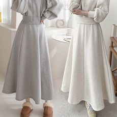 보리맘 기모 도톰 훌 플레어 밴딩 롱 임산부 스커트 Y127