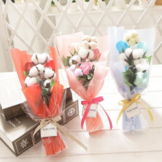 목화 꽃다발 선물세트 졸업식 기념일 커플 축하, 스윗코튼부케 블루