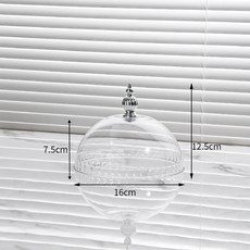 蛋糕盤蓋 保鮮蓋 透明耐高溫 食物罩 剩菜蓋 菜罩, 圓形16釐米蛋糕蓋-銀塔珠提手, 1個