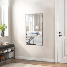 WONSTART Silver Bathroom Vanity Mirror for Wall 40\" x 24\" Aluminum Frame Wall Mounted Mirror Hang, WONSTART Silver Bathroom Vanit