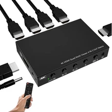 HDMI 호환 스플리터 스위치 쿼드 멀티 뷰어 다기능 도킹 심리스 4Way CH 매트릭스 4X2 허브 4IN2OUT, 03 UK Plug