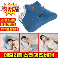 [인체공학] 다기능 슬립 메모리폼 경추베개 수면 베개 목쿠션 엎드려자기 목디스크 전용 베개 나비잠 베개 스마트폰 거북목 성형수술 경추베개, 1개, 오로라 블루