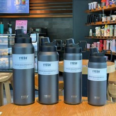 百盛商行 TYESO 泰碩 大容量 不銹鋼 保溫杯 運動壺, 霧面閃光黑,1500ml, 1個