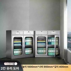 스테인레스 이중 시건장치 안전 고리 도어걸쇠, 1.4mm, 1000x900x400 2서랍 유리문