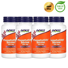 2+2 나우 푸드 포스파티딜세린 100mg 베지 캡슐 60정, 4개
