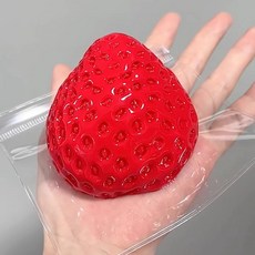 亮燈貓爪捏捏樂 解壓玩具 超軟泥感食玩 減壓玩具, 實心草莓【高顏值食玩】, 1個