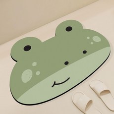 可愛動物造型地墊 浴室門口防滑吸水腳墊 廁所止滑軟墊, 30*40cm × 異形-兩鼻孔青蛙 × 1個