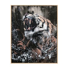 【TangZhen】유화그리기 유화그리기세트 호랑이 울부짖다 산림diy 디지털 유화 거실 서재 현관 호랑이 장식 괘화 수제 채색 아크릴 그림, 730035, 30x40cm블랙액자+물감+붓, 1개