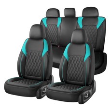 Coverado Seat Covers Full Set Faux Leather Car for Cars Waterproof Cover Universal Covers Prot, 풀세트, Black&Blue