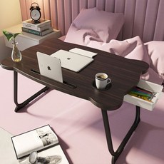 감성스터프 침대 베드트레이 1인용 접이식 테이블, 브라운