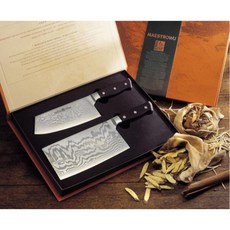 Maestro Wu金合利龍紋鋼刀蔬菜肉類切刀套裝，鋒利耐用，輕鬆處理食材, 1個, 蔬菜刀和切肉刀