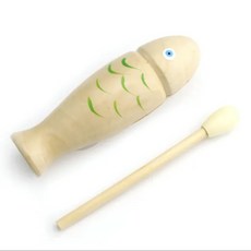 奧福樂器 魚型木魚 兒童早教節奏樂器 聽力握力訓練 民俗樂器, 1個, 原木色