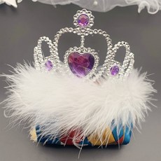 新年頭飾 皇冠公主髮箍 生日派對網紅同款 發光髮飾, 紫色寶石白羽毛皇冠, 1個