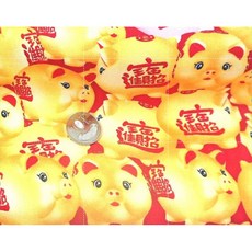 布哥哥商店 厚棉布 黃金豬數位印花 手作拼布家飾DIY, 1個, 紅底,尺