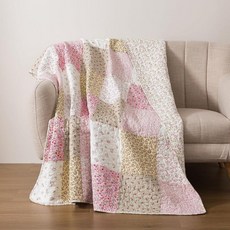 Soul & Lane Blush Bloom 퀼트 담요 - 127cm x 152.4cm(50 x 60인치): 100% 면 플로럴 퀼트 블러시 및 핑크 장미 패치워크 랩 퀼트, 꽃무늬 모자이크