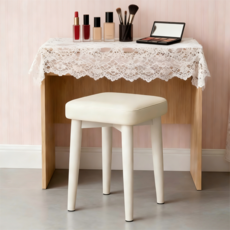 SengsoHome 푹신한 편안한 PU가죽 쿠션 화장대 스툴 의자, 1개, 화이트