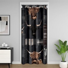 Jejeloiu 귀여운 하이랜드 소 출입구 커튼 프라이버시 패널 1개 86.4cm x 203.2cm(34 80인치) 프린트 도어 커버 어린이 소년 소녀 청소년 농가 고원 30