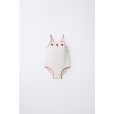 ZARA 1-6세/ 자수 스트로베리 스윔수트 - 크림 {QHJ}
