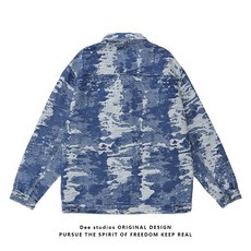 Dee studios남성과 여성을위한 패션 브랜드 3 차원 자카드 데님 재킷2022봄에 중립 바람 코트