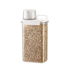 量杯米桶儲物罐，密封防潮米缸，雜糧儲藏收納箱，寵物飼料保鮮罐, 1個, 2300ML（刻度量杯蓋）