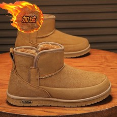 高幫雪地靴潮流厚底增高男鞋時尚棉鞋加絨保暖, 駝色